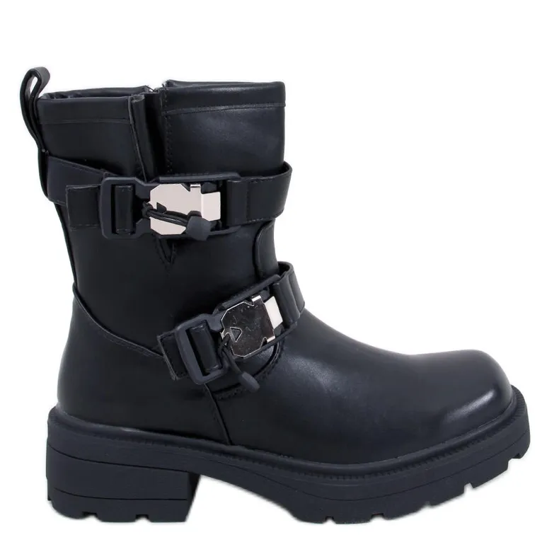 Beaus Black Army Style Boots