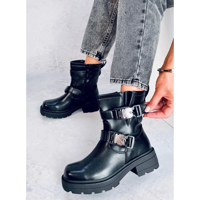 Beaus Black Army Style Boots