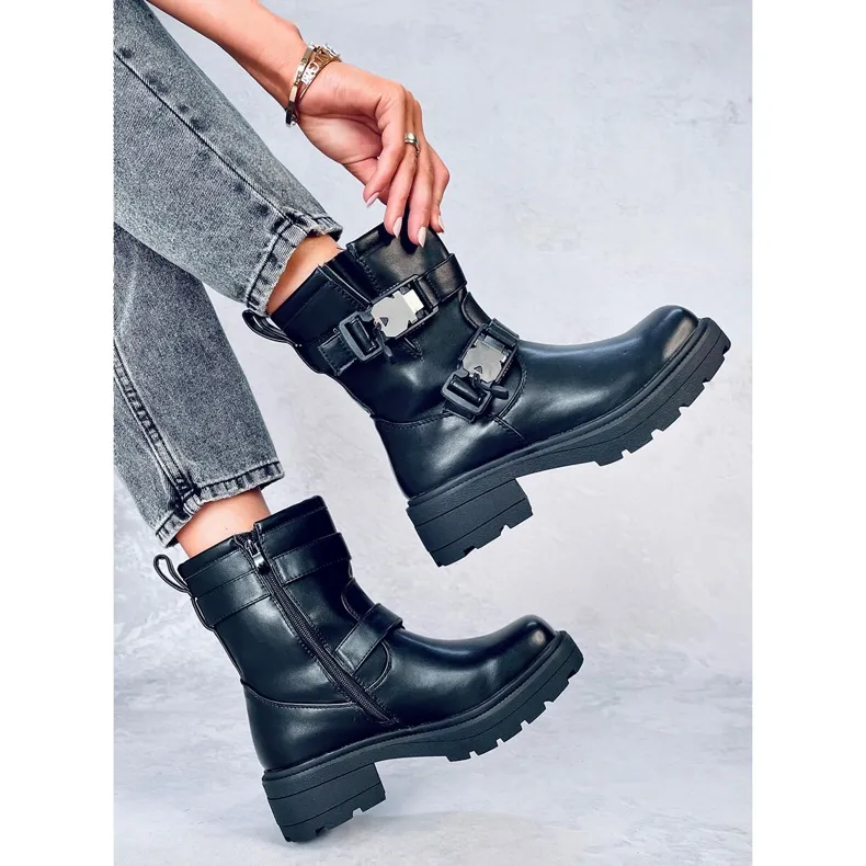 Beaus Black Army Style Boots