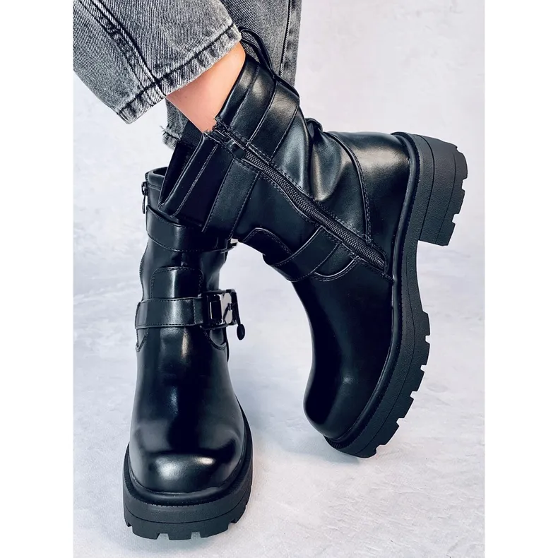 Beaus Black Army Style Boots