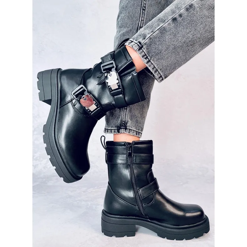 Beaus Black Army Style Boots