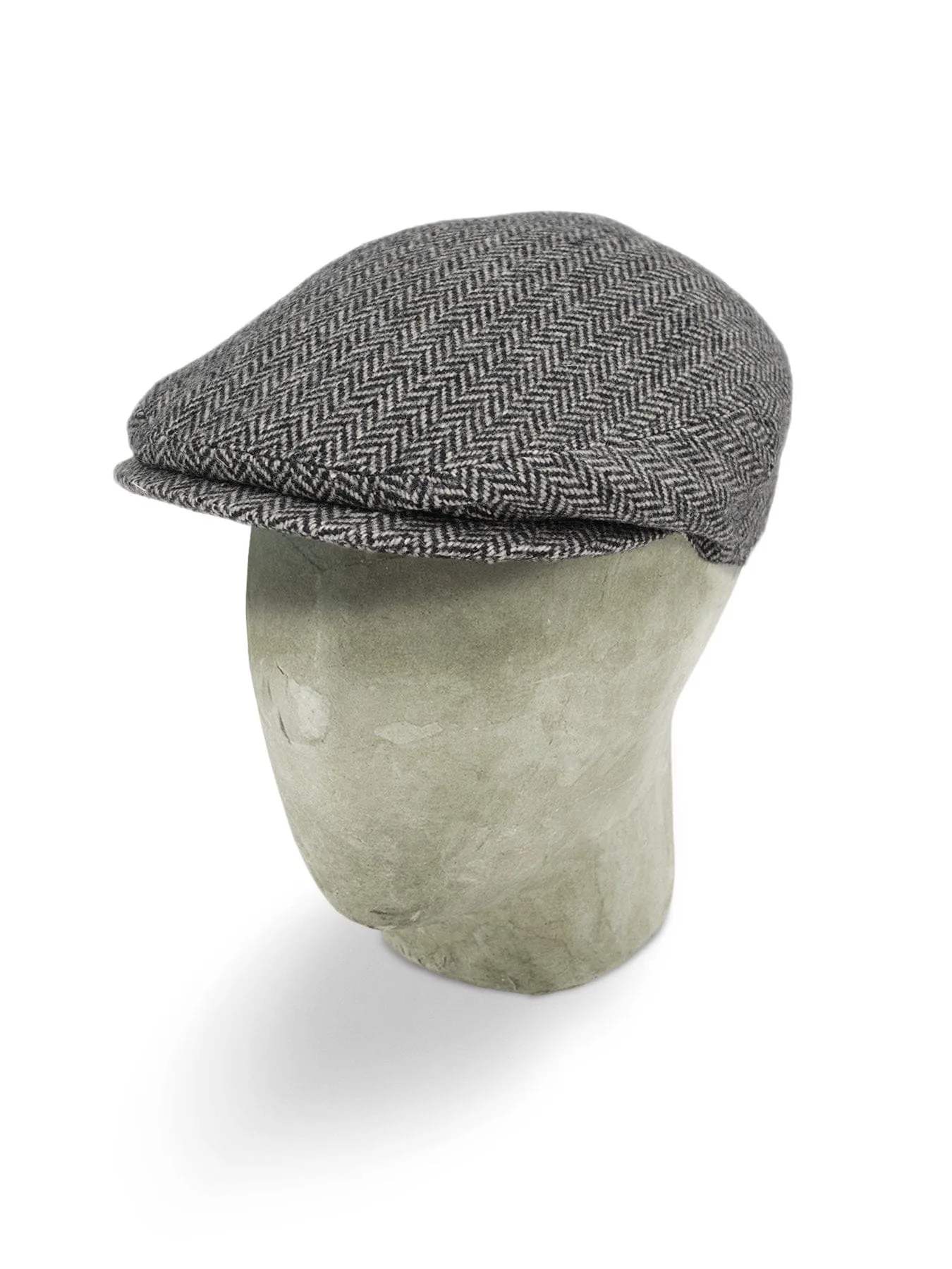 Beige Herringbone Cashmere Flat Cap