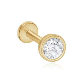 Bezel Flat Back Stud with Cubic Zirconia