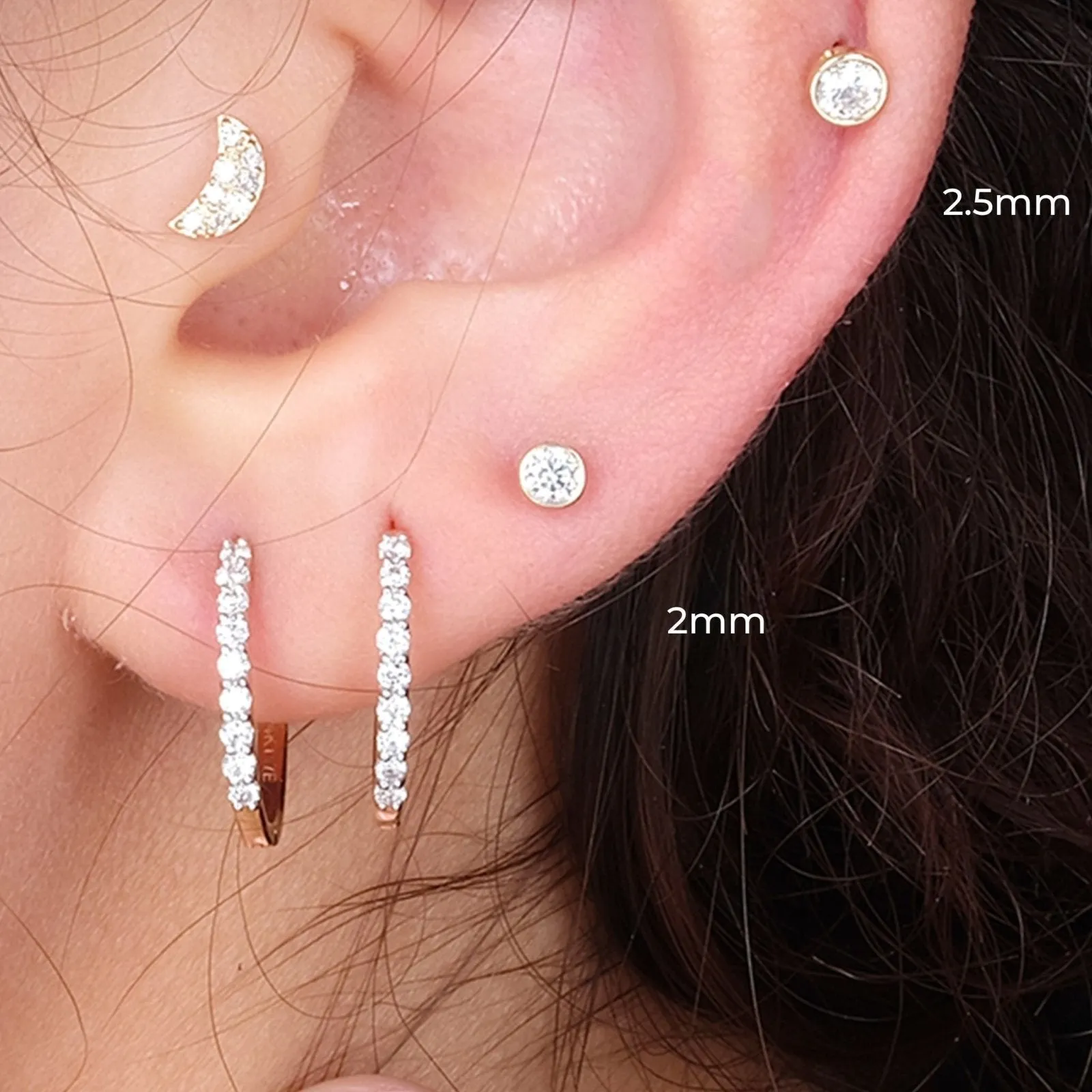 Bezel Flat Back Stud with Cubic Zirconia