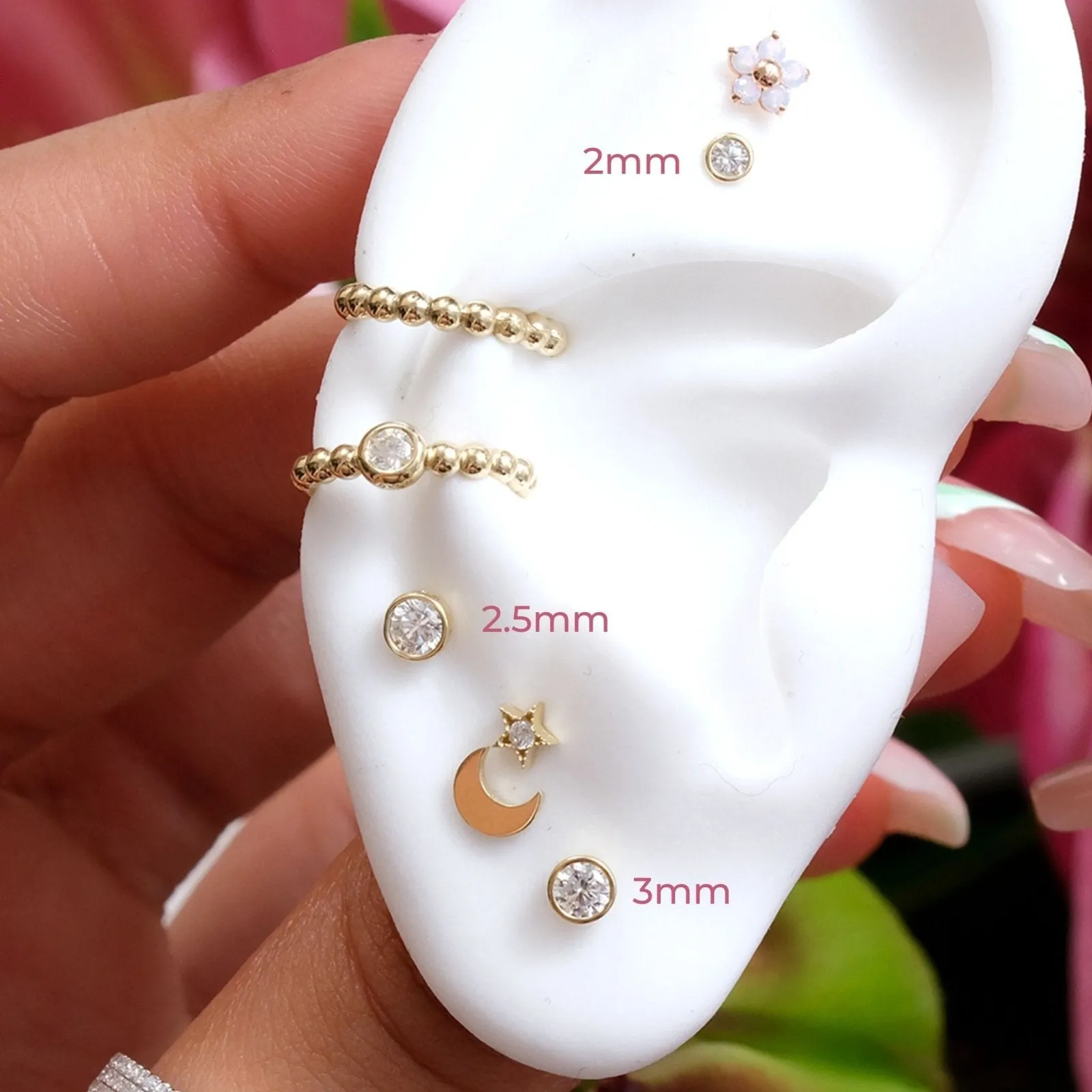 Bezel Flat Back Stud with Cubic Zirconia