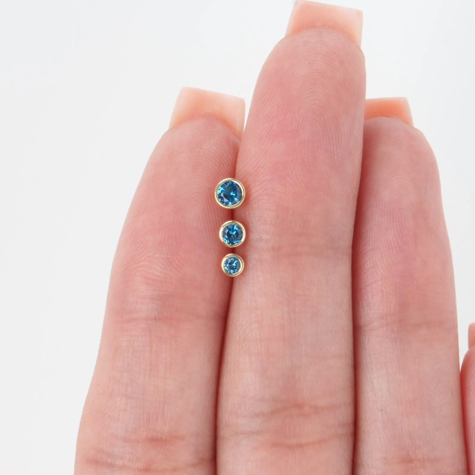 Bezel Flat Back Stud with Blue Topaz