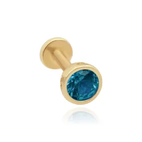 Bezel Flat Back Stud with Blue Topaz