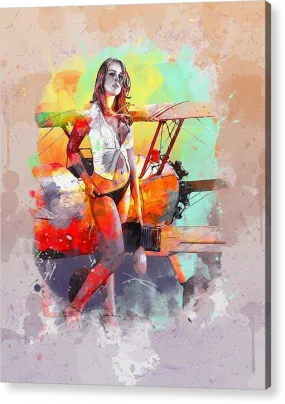 Biplane Girl - Acrylic Print