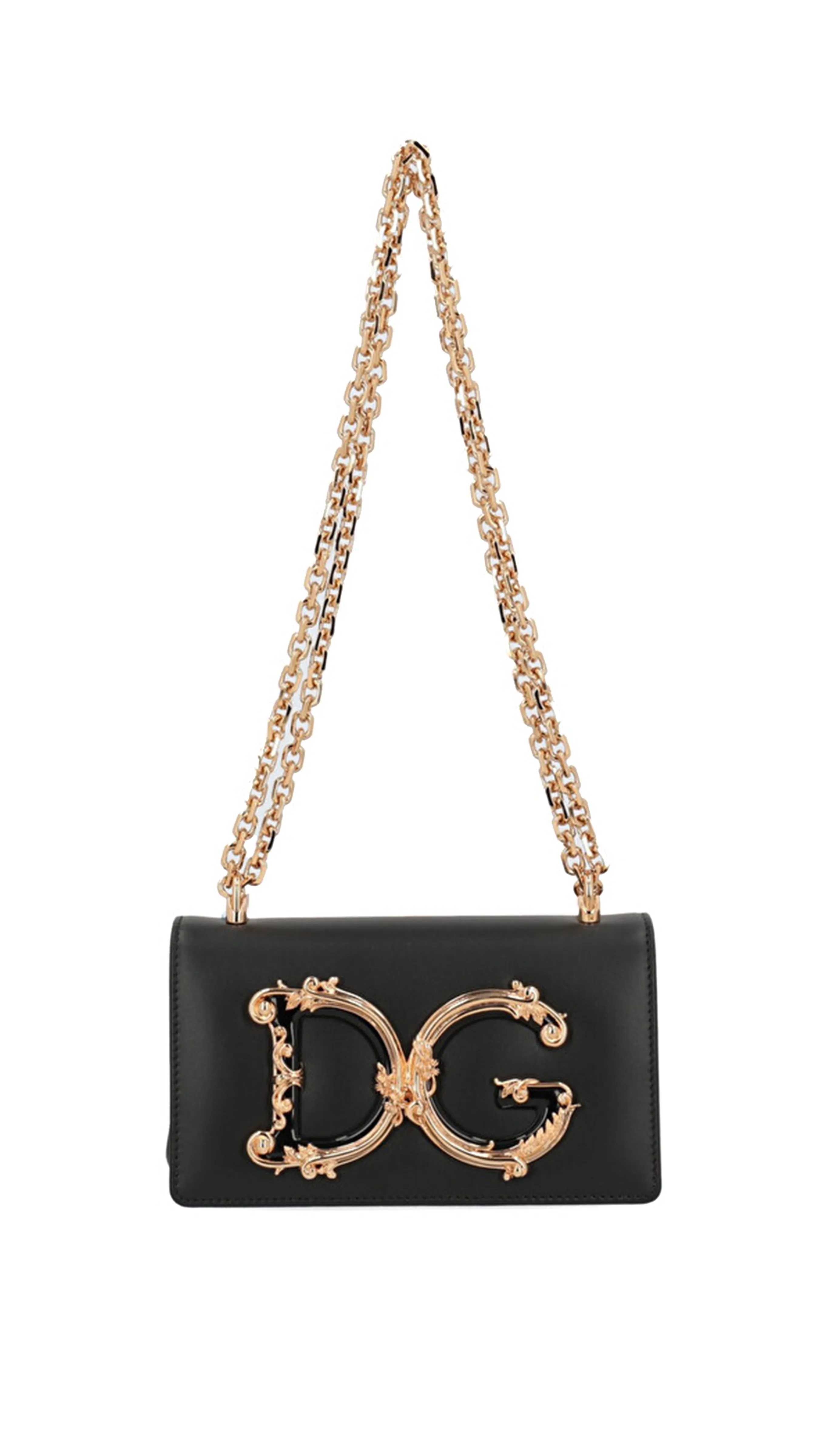 Black Calfskin DG Girls Phone Bag