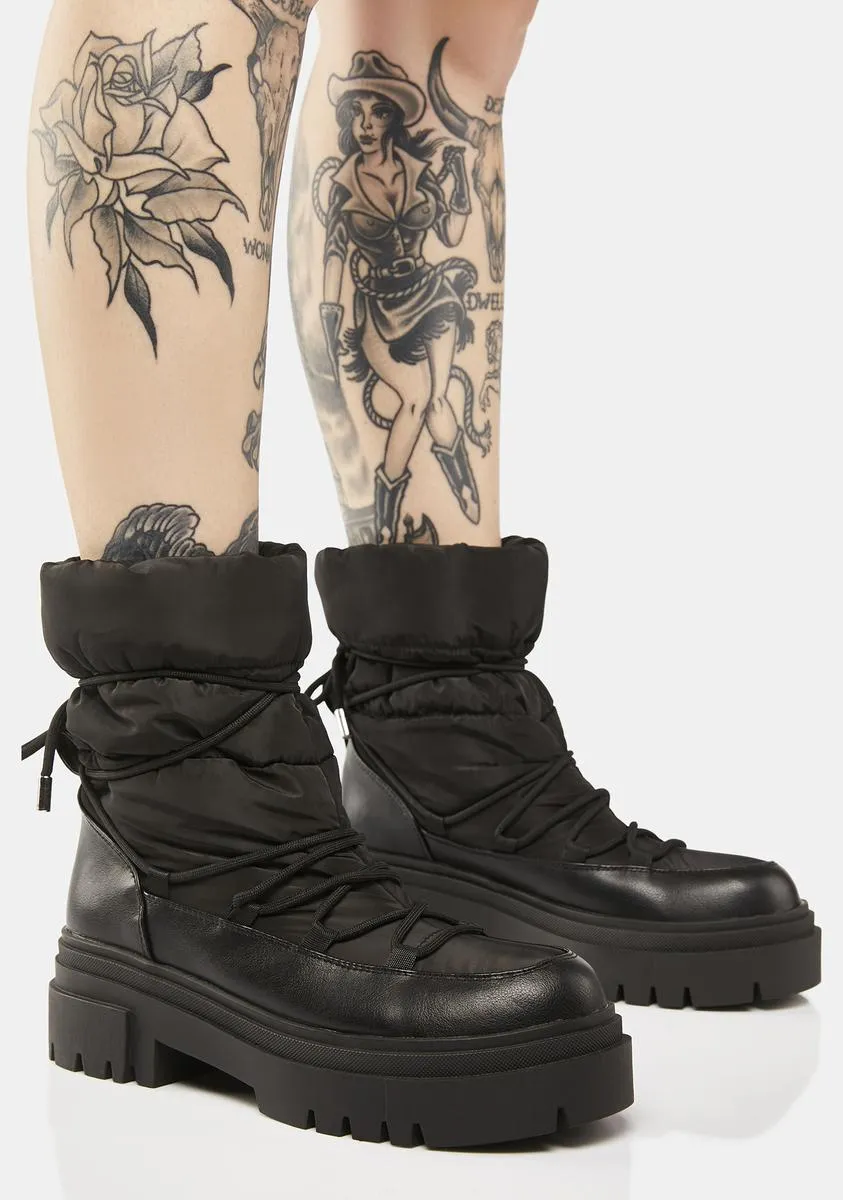 Black Cosmo Platform Boots