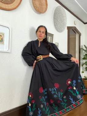 Black Dress with Embroidered Skirt