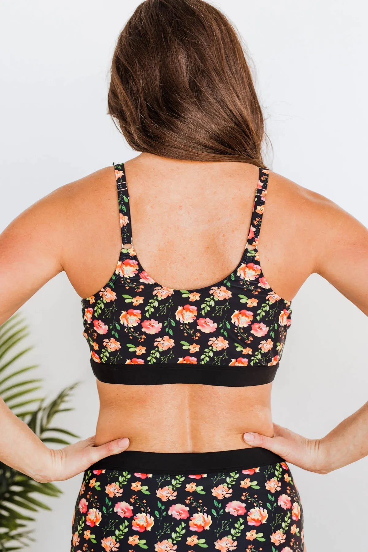 Black Floral Swim Top - Walking On Sunshine