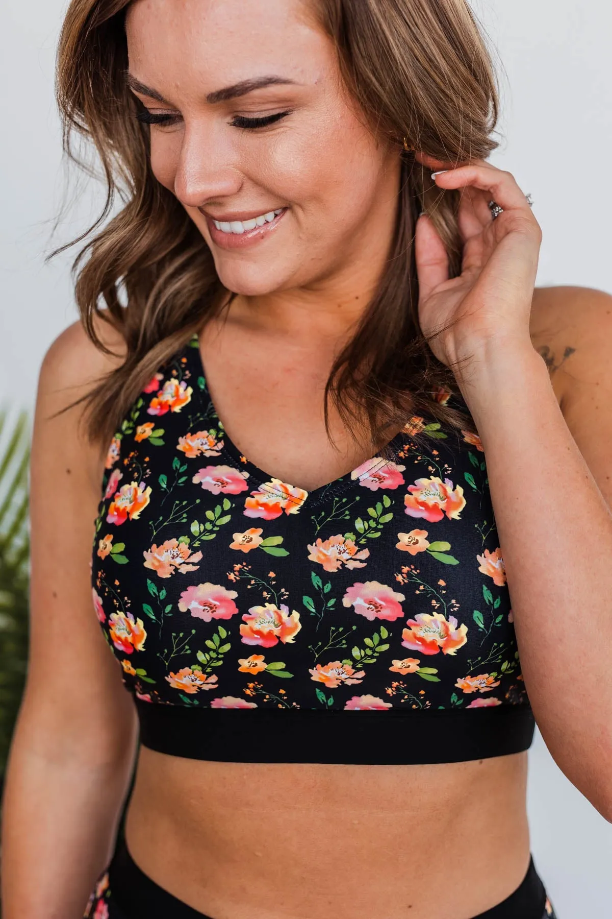 Black Floral Swim Top - Walking On Sunshine