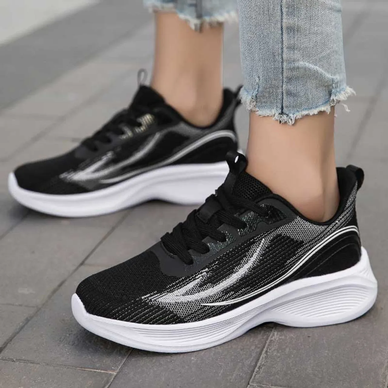 Black Sneaker with Flyknit Pattern.contentType