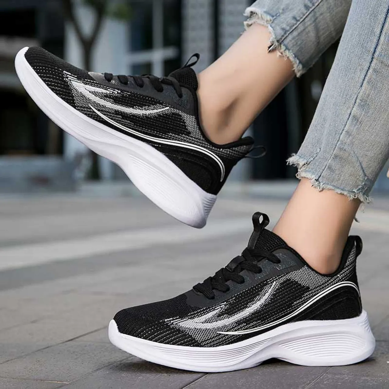 Black Sneaker with Flyknit Pattern.contentType