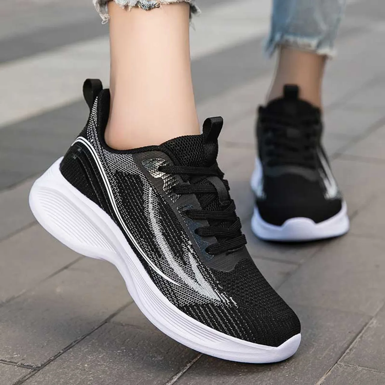 Black Sneaker with Flyknit Pattern.contentType