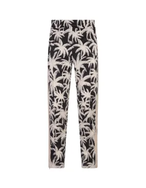 Black Joggers With Palm Print All-Over