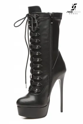 Black lace up Giaro high 16cm heeled ankle boots 