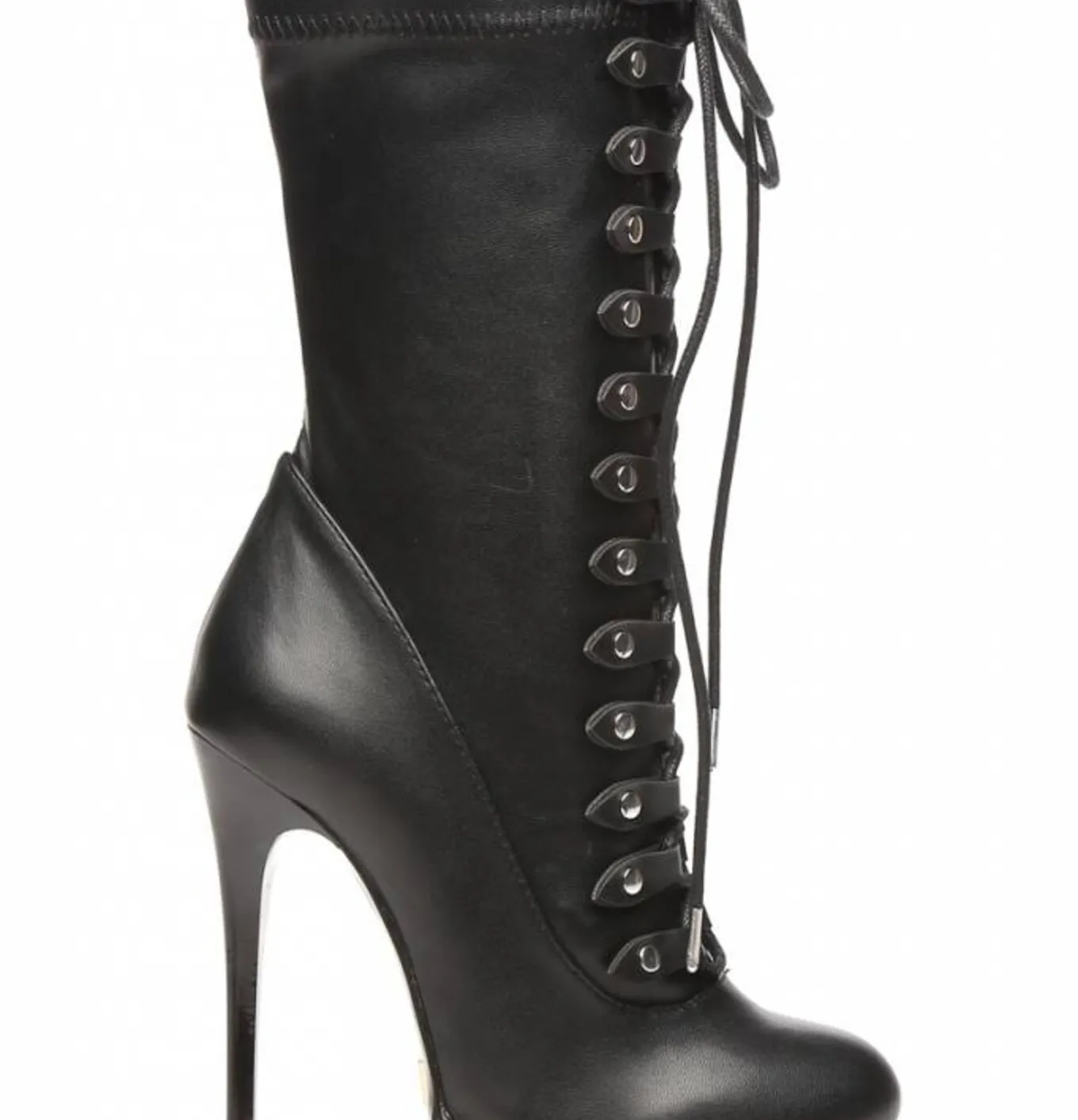 Black lace up Giaro high 16cm heeled ankle boots 