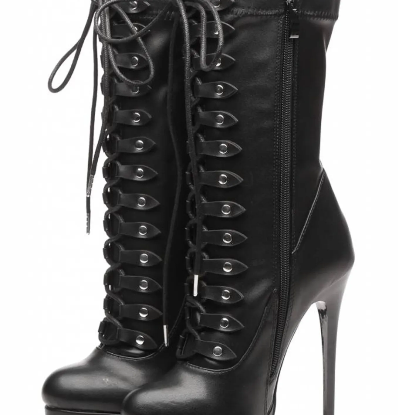 Black lace up Giaro high 16cm heeled ankle boots 