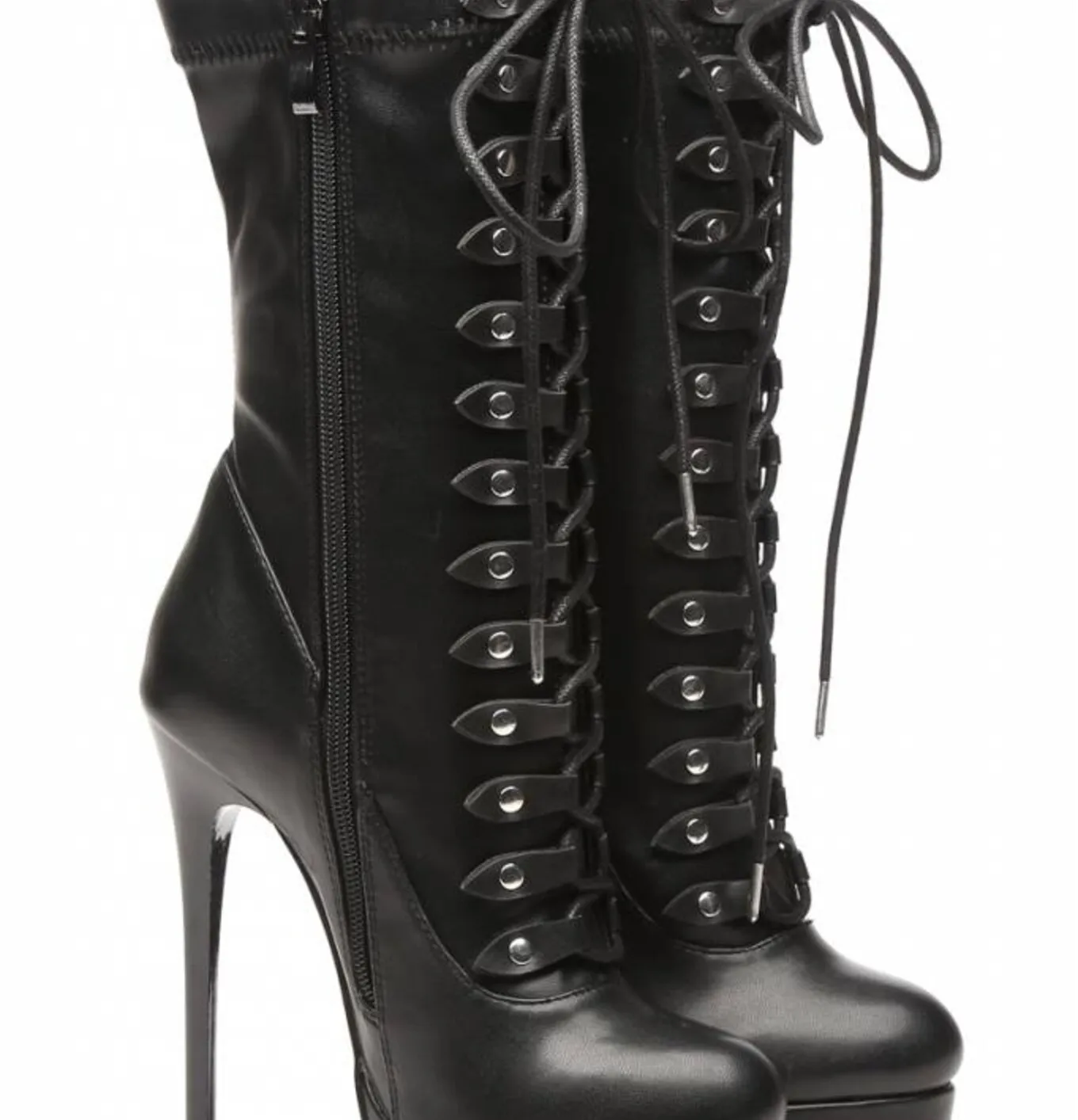 Black lace up Giaro high 16cm heeled ankle boots 