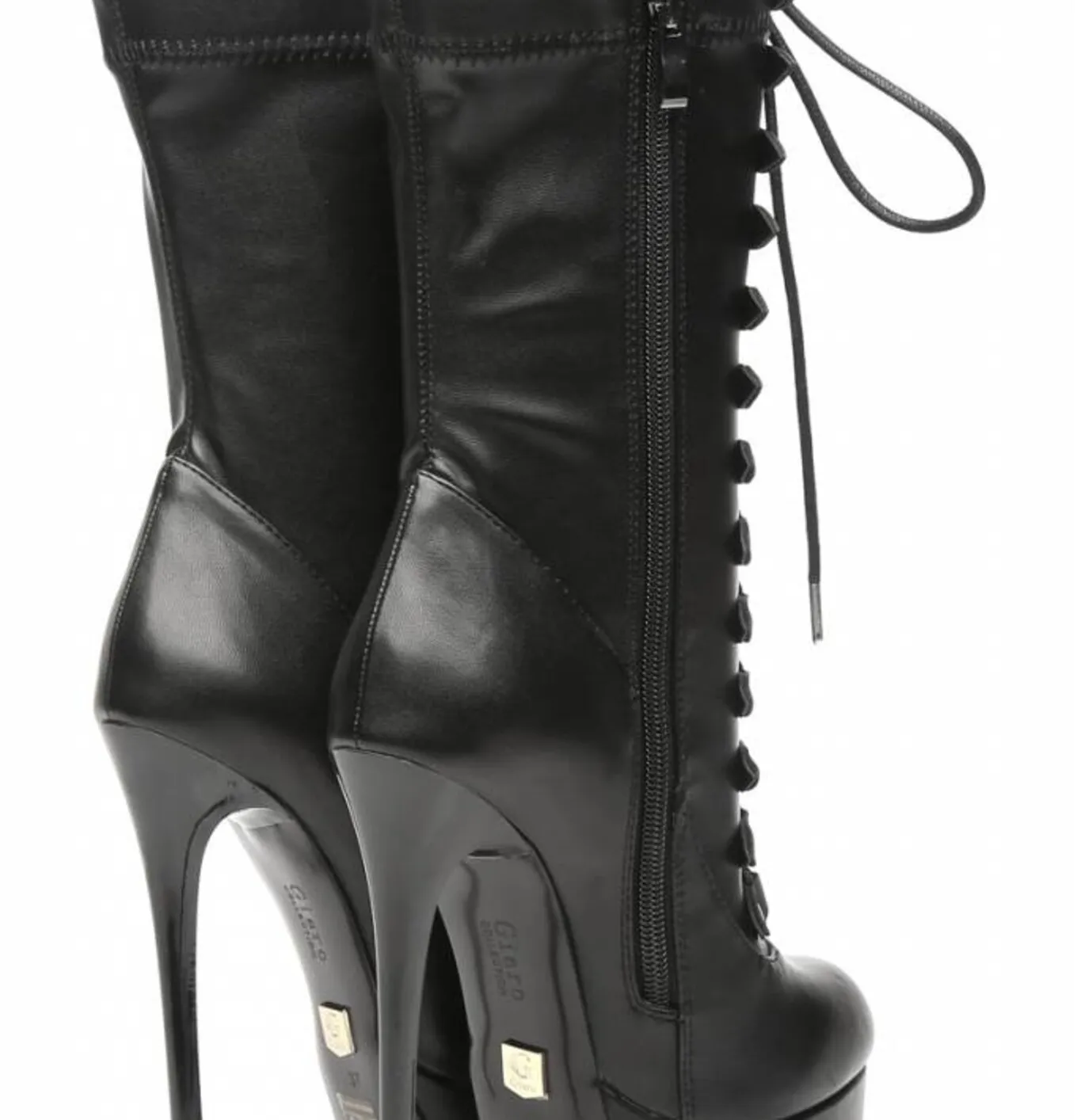 Black lace up Giaro high 16cm heeled ankle boots 