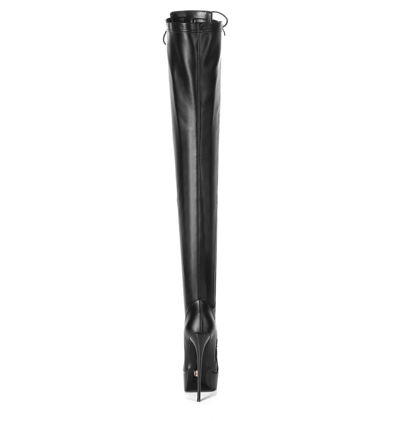 Black lace up Giaro high 16cm heeled thigh boots 