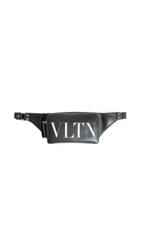 Black Leather Belt Bag by Vltn