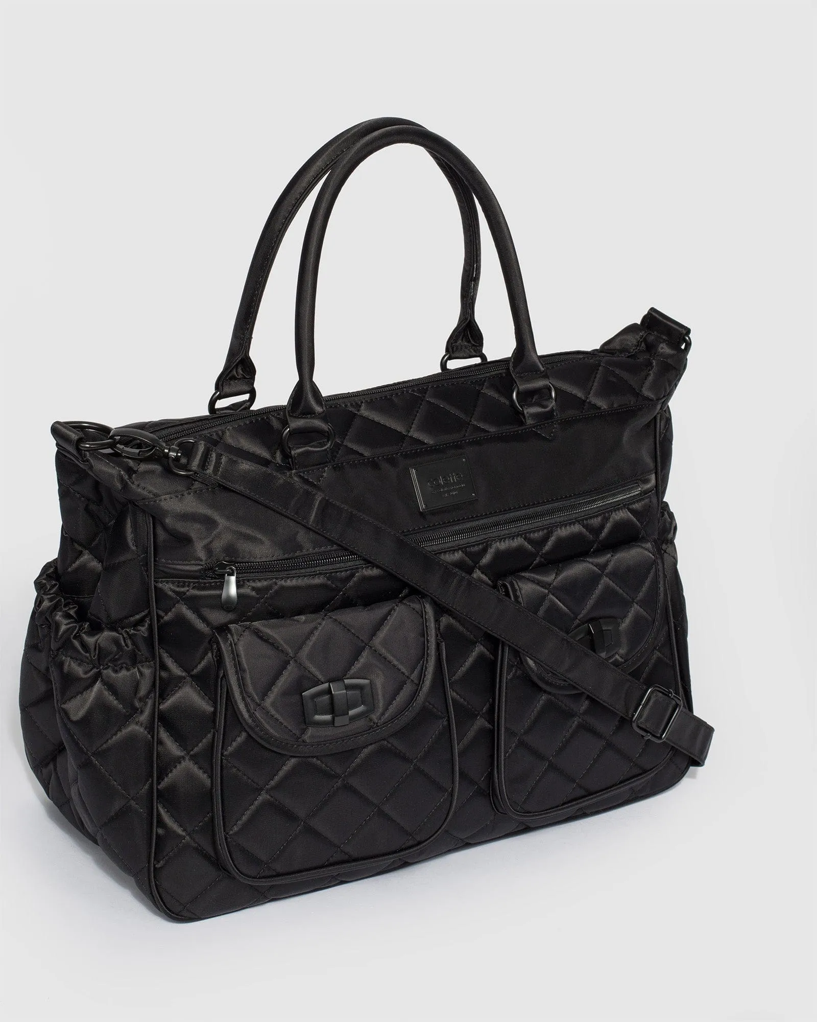 Black Quilted Baby Bag