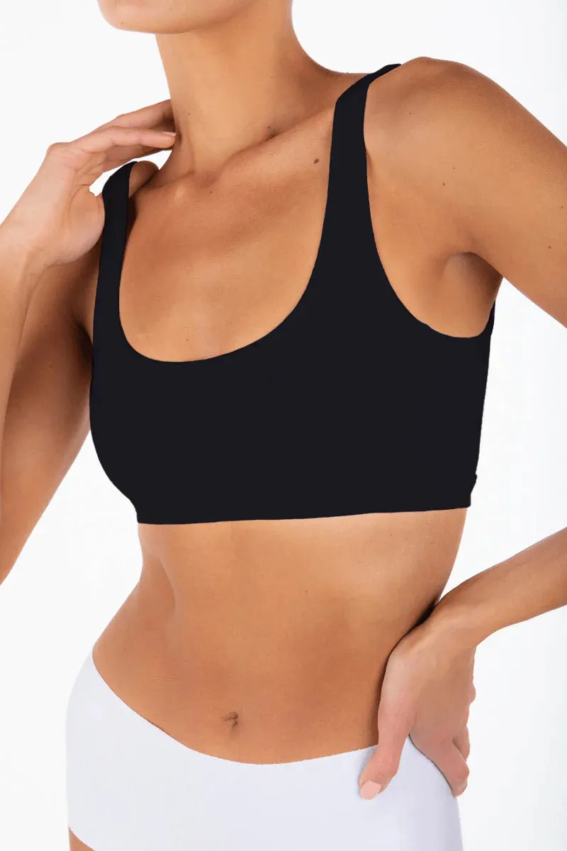 Black Scoop Neck Bra in Terne