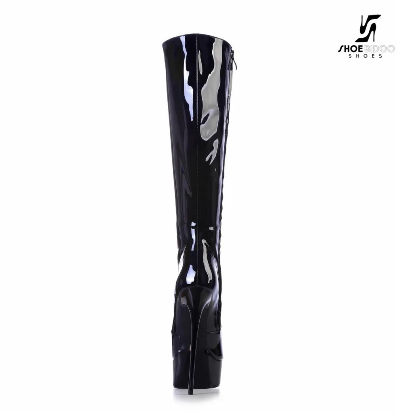 Black Shiny Giaro high 16cm heeled knee boots 