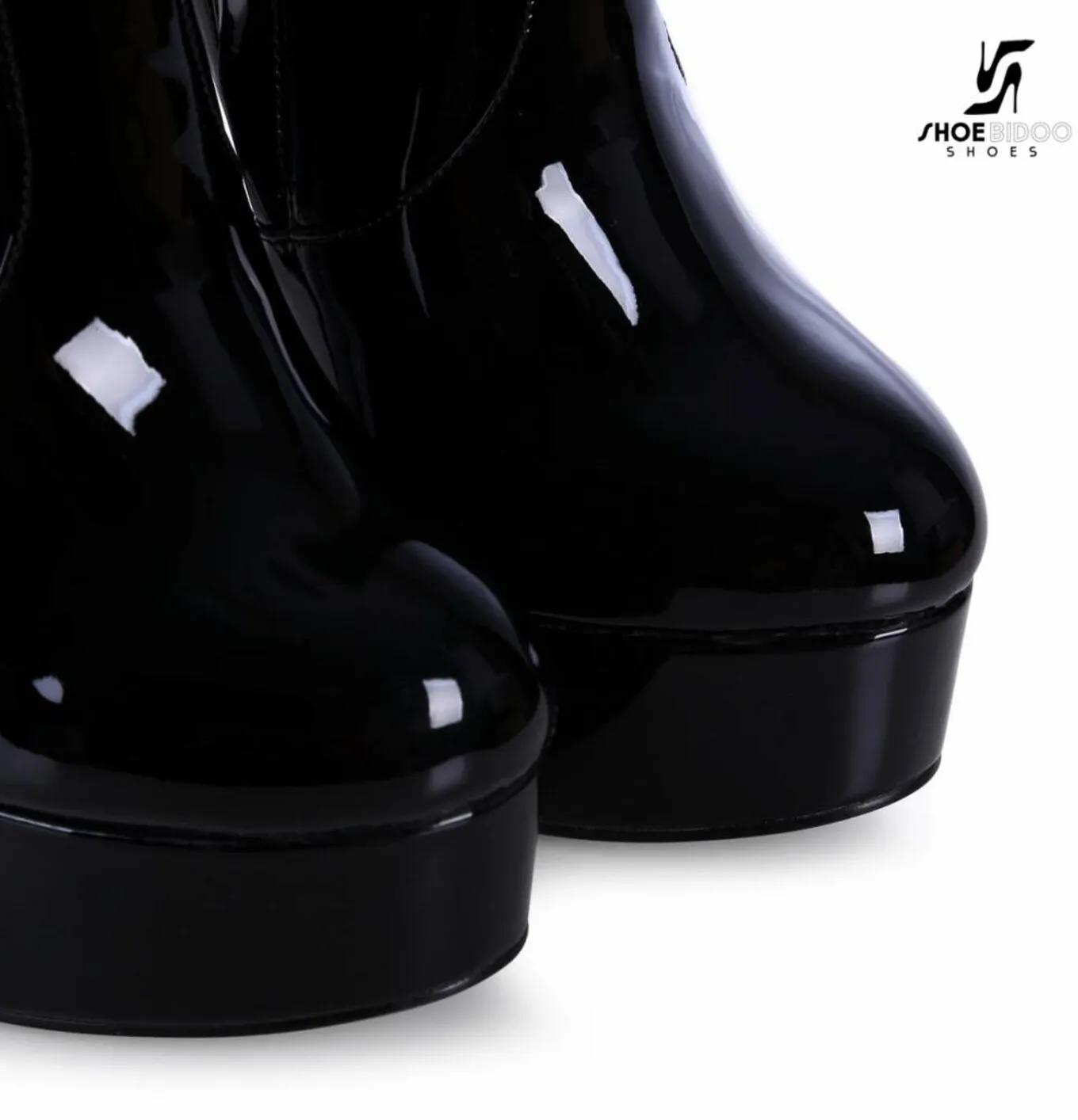 Black Shiny Giaro high 16cm heeled knee boots 