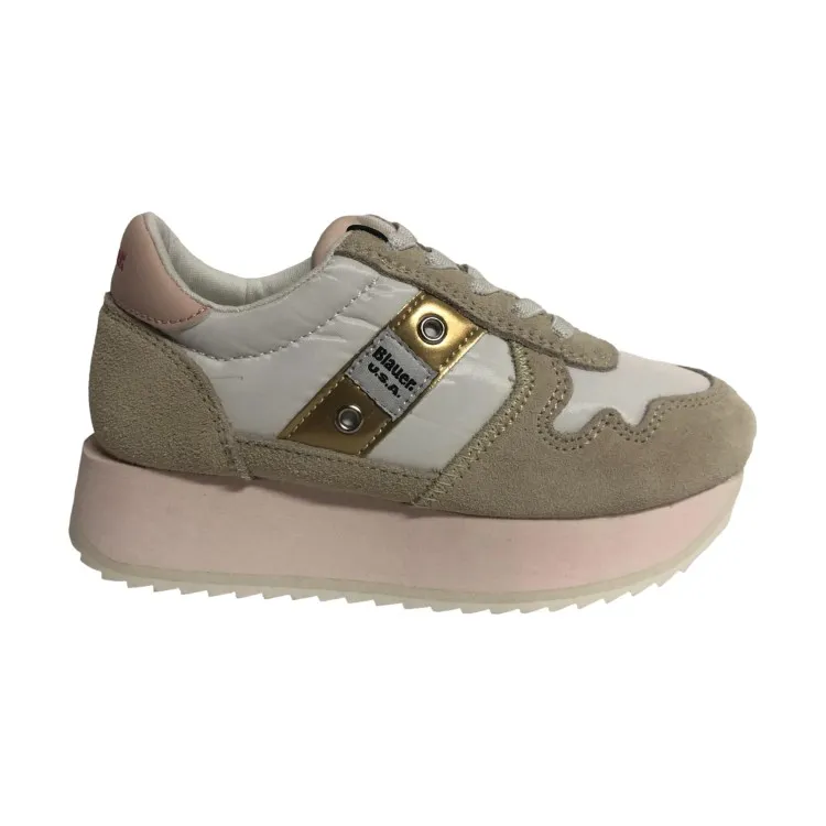 Blauer S4MULAN01 Gold Lace-Up Kids Sneakers