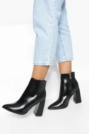 Block Heel Croc Booties