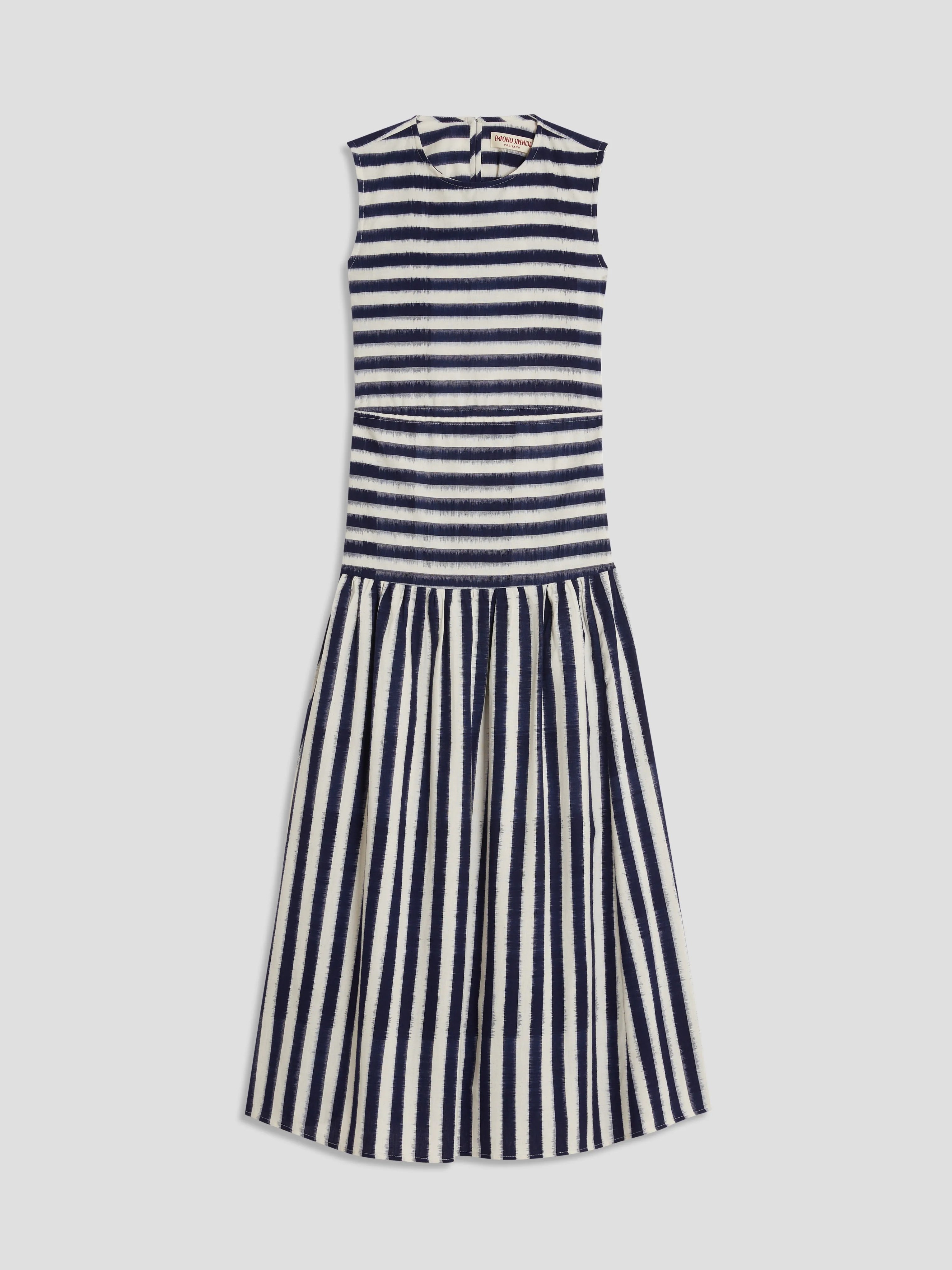 Blue and White Ikat Stripes Dress