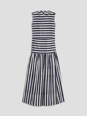 Blue and White Ikat Stripes Dress