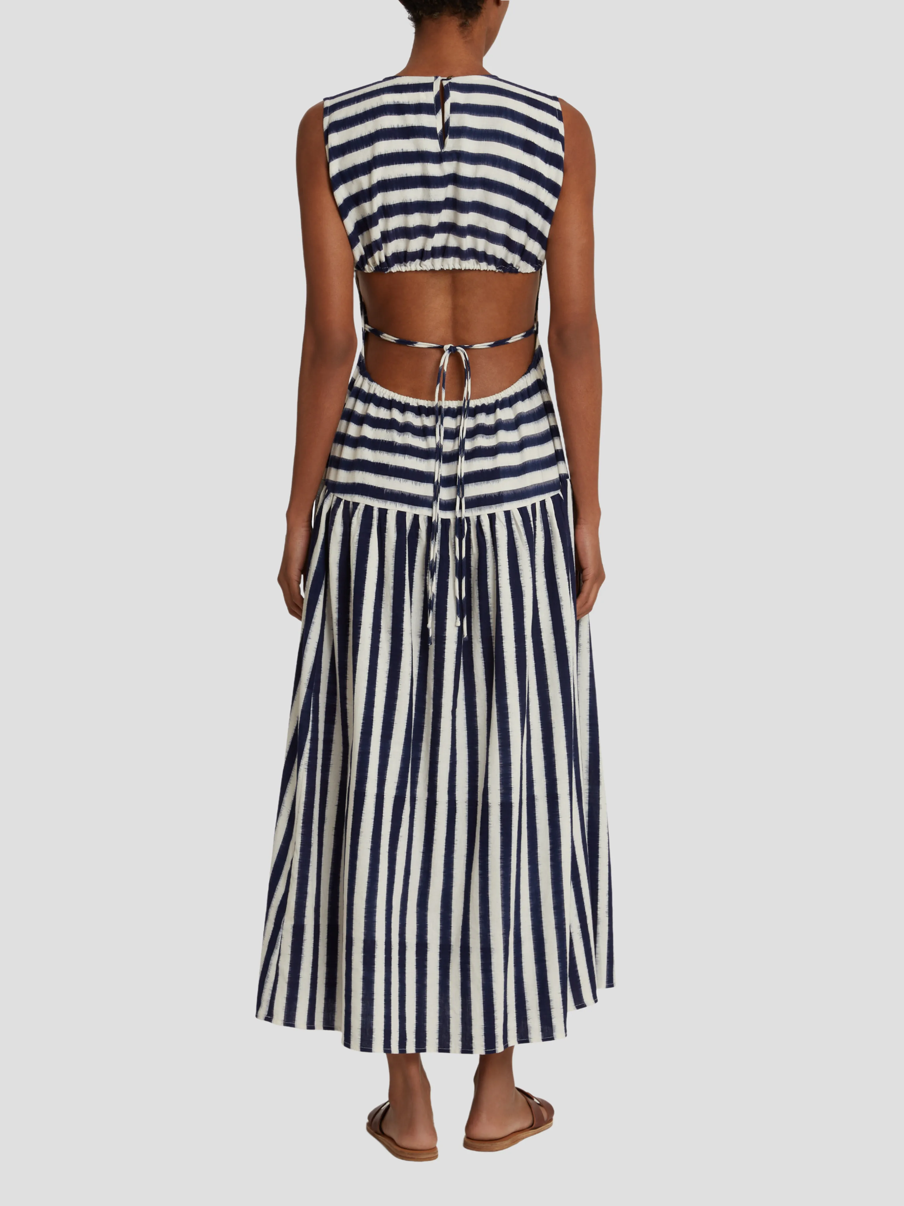 Blue and White Ikat Stripes Dress