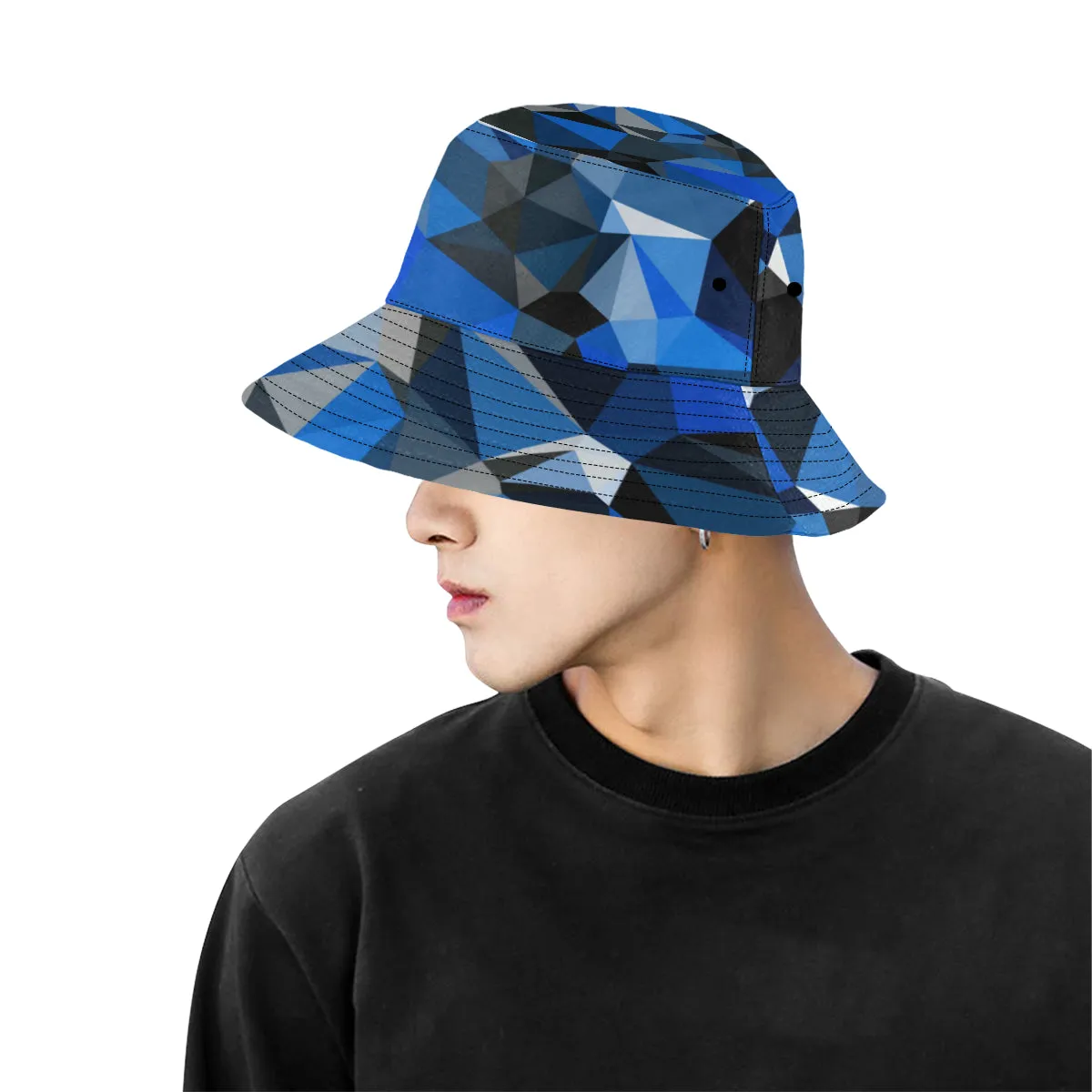 Blue and Black Geometric Bucket Hat