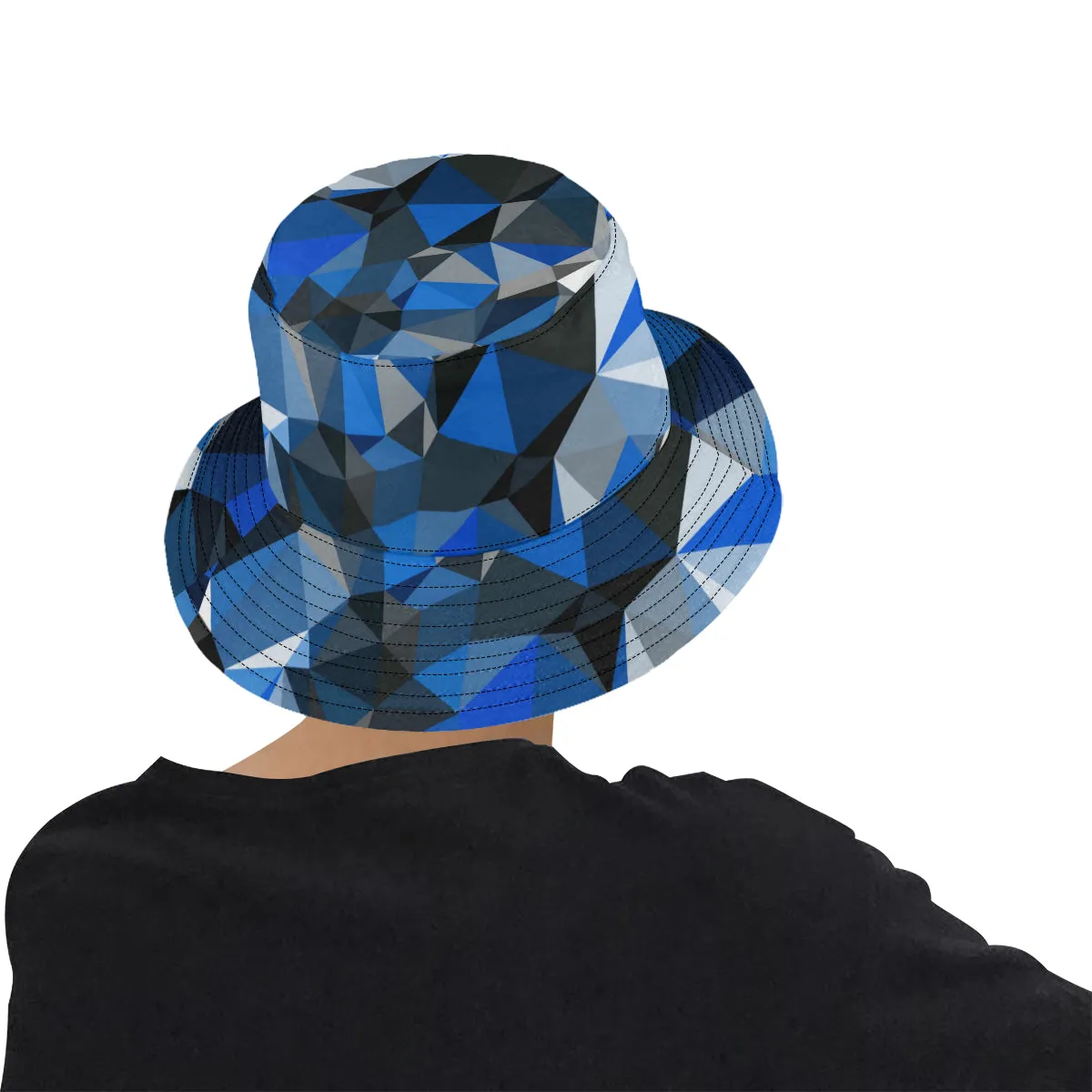 Blue and Black Geometric Bucket Hat