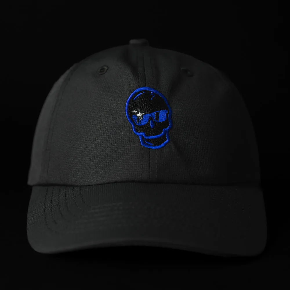 Blue Sparkle Skull Black Hat