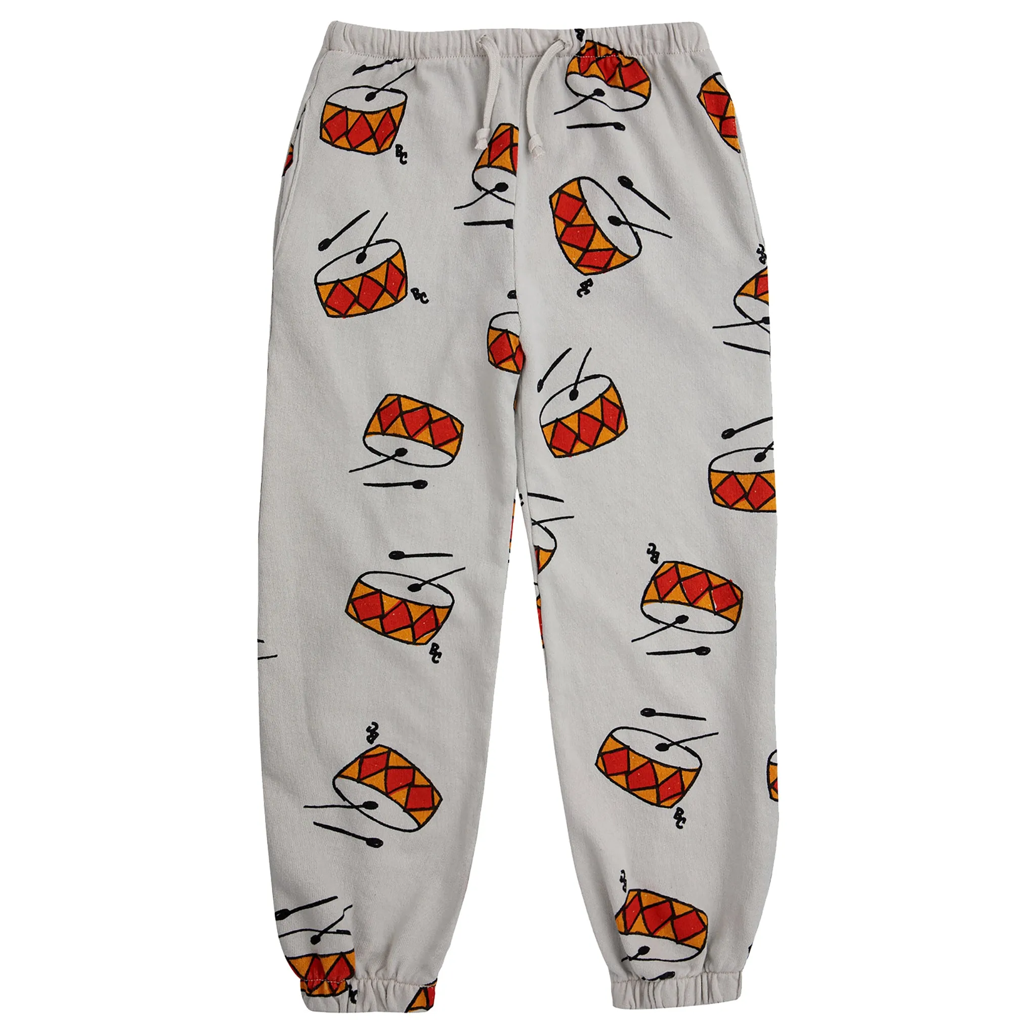 Bobo Choses Kids Grey Sweatpants with Drum Play Print.