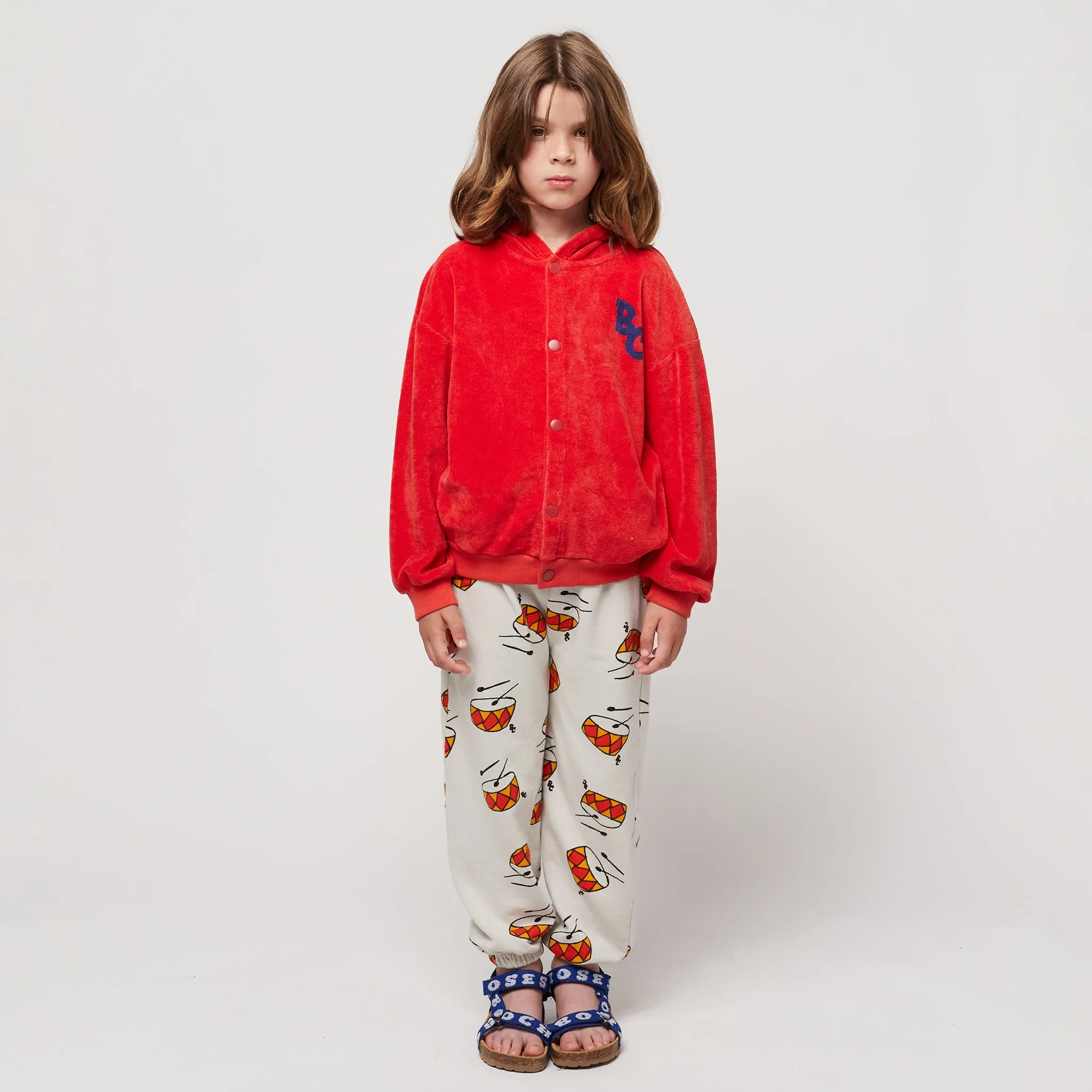 Bobo Choses Kids Grey Sweatpants with Drum Play Print.