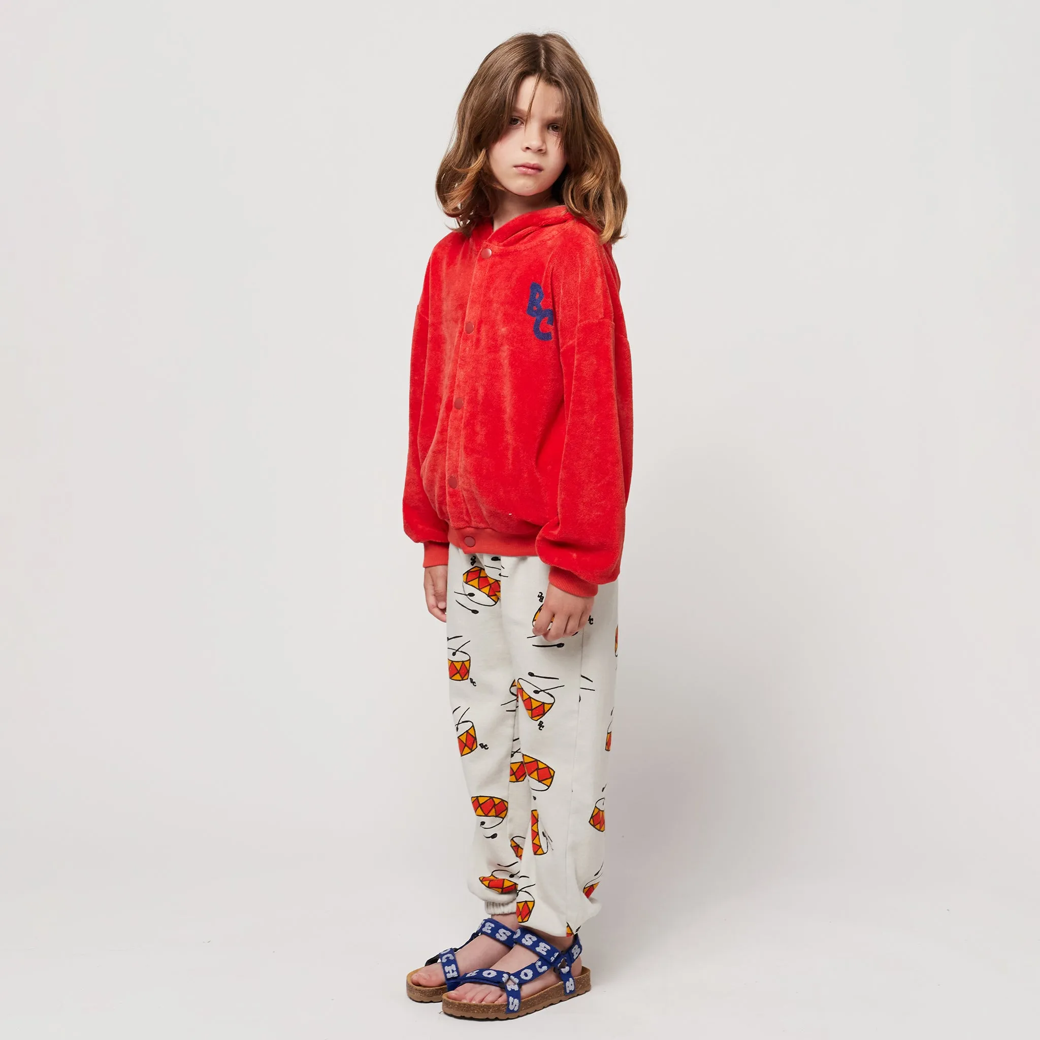 Bobo Choses Kids Grey Sweatpants with Drum Play Print.