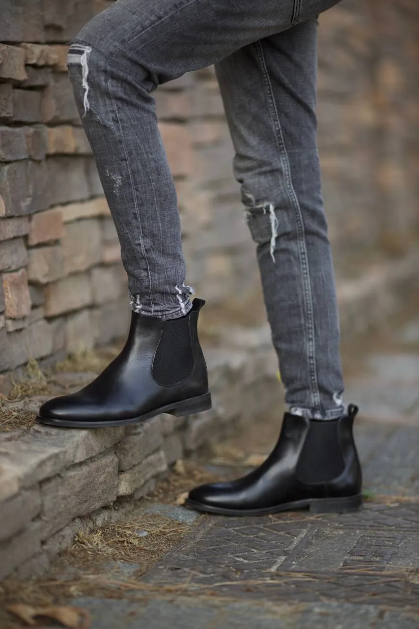 Bojoni Omaha Leather Black Chelsea Boots Shoes