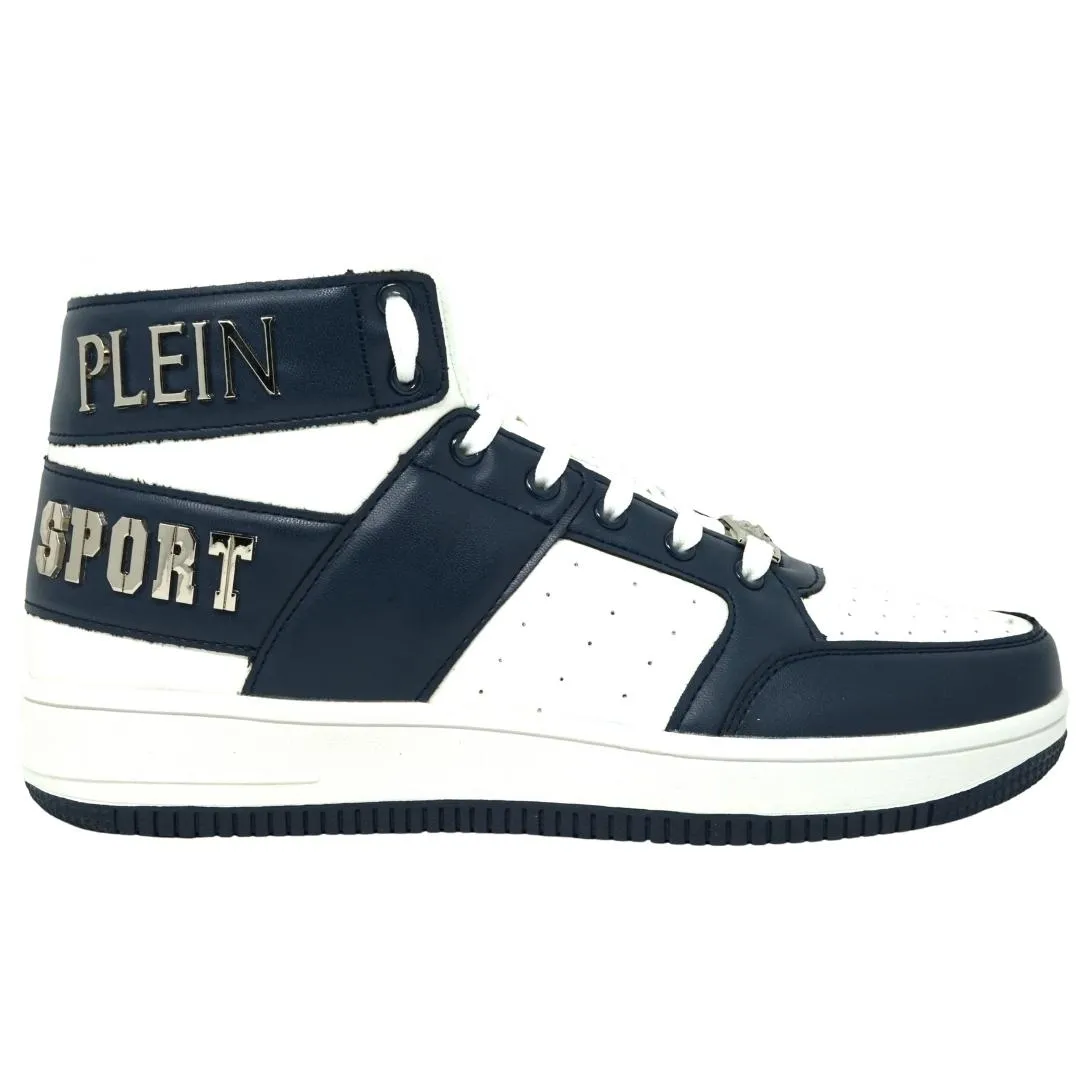 Bold Brand White and Navy High-Top Sneakers from Paris Sport Leaders.