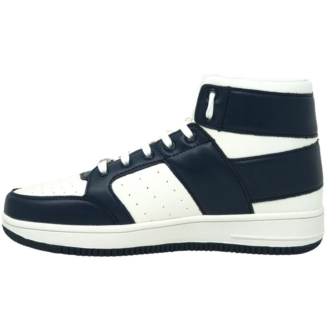 Bold Brand White and Navy High-Top Sneakers from Paris Sport Leaders.