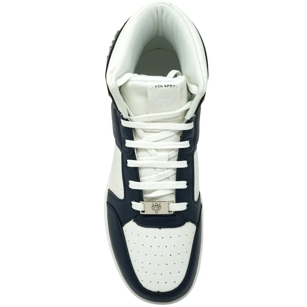 Bold Brand White and Navy High-Top Sneakers from Paris Sport Leaders.