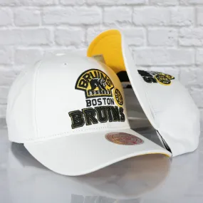 Boston Bruins Snapback Hat White Yellow Bottom.