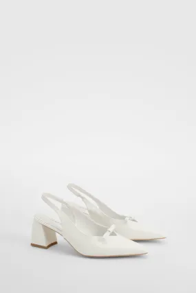 Bow Detail Block Heel Slingback Court Shoes