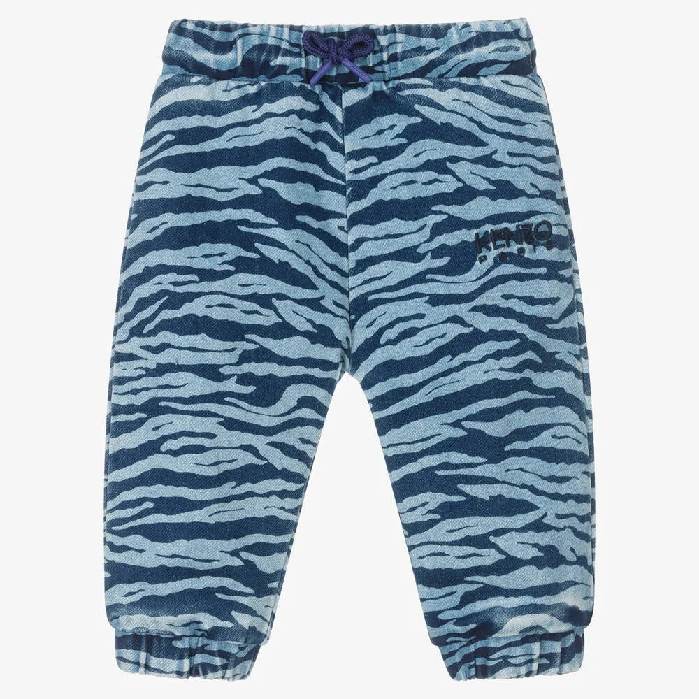 Boys Blue Tiger Stripes Logo Joggers